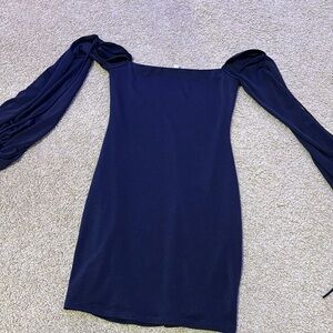 blue long sleeve dress